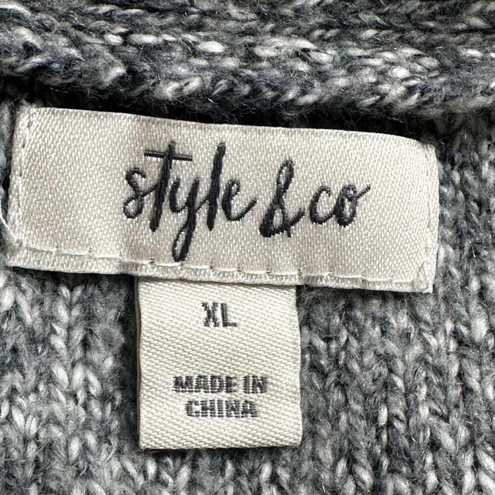 Style & Co Womens Open Front Cardigan Sweater XL Cotton Blend Academia Preppy - Picture 3 of 9